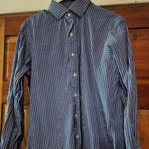 Polo by Ralph Lauren Mens long sleeved button down shirt Blue and white striped